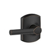 SCHLAGE F10BRW716GRW F10 BRW 716 GRW Greenwich Collection Broadway Hall and Closet Passage Lever, Aged Bronze
