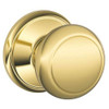 SCHLAGE F10AND605 F10-AND Andover Passage Door Knob Set from the F-Series, Polished Brass