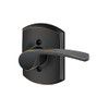 SCHLAGE F170MER716GRWRH Lock Company Merano Right Handed Single Dummy Door Lever with Decorat, Aged Bronze