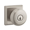 Baldwin ENROUTSR150 Reserve Entry Round Knob and Traditional Square Rose Satin Nickel Finish