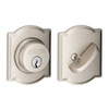 SCHLAGE B60CAM619 Lock Company Single Cylinder Grade 1 Deadbolt with Decorative Camelot Rose, Satin Nickel