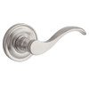 Baldwin PVCURTRR150 Hardware PV.CUR.R.TRR.150 Reserve Curve Privacy Lever with Traditional Round Rose in Satin Nickel