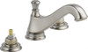 Delta 3595LF-SSMPU-LHP  Cassidy Two Handle Low-Arc Widespread Bathroom Faucet with Metal Pop-Up Drain and without Handles, Stainless