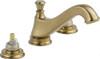 Delta 3595LF-CZMPU-LHP  Cassidy Two Handle Low-Arc Widespread Bathroom Faucet with Metal Pop-Up Drain and without Handles, Champagne Bronze