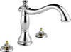 Delta T2797-LHP  Cassidy 3-Hole Roman Bathtub Faucet Trim without Handles, Chrome