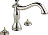 Delta T2797-PNLHP  Cassidy 3-Hole Roman Bathtub Faucet Trim without Handles, Polished Nickel