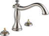 Delta T2797-SSLHP  Cassidy 3-Hole Roman Bathtub Faucet Trim without Handles, Stainless