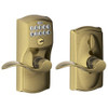 SCHLAGE FE595CAM609ACC FE595 CAM 609 ACC Camelot Keypad Entry with Flex-Lock and Accent Levers, Antique Brass.