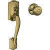 SCHLAGE FE285CAM609GEO  Antique Brass Camelot Lower Handleset Featuring the Georgian Knob for Use with Electronic Deadbol