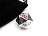 Large 22mm Zinc Metal Alloy Countdown D20 Dice w Black Bag, 1 Pc - Red Numbers