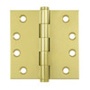 Deltana DSB43 DSB4 4" x 4" Solid Brass Square Corner Plain Bearing Mortise Hinge - Pai, Polished Brass
