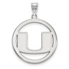 LogoArt SS034UMF Sterling Silver LogoArt University of Miami L Pendant in Circle