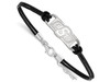 LogoArt SS022OKS-7 Sterling Silver LogoArt Oklahoma State U Small Center Leather Bracelet