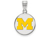 LogoArt SS037UM Sterling Silver LogoArt Michigan (Univ Of) Medium Yellow Enamel Disc Pendan