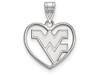 LogoArt SS017WVU Sterling Silver LogoArt West Virginia University Pendant in Heart