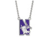 LogoArt SS010NWU-18 Northwestern Large (3/4 Inch) Enamel Pendant w/Necklace (Sterling Sliver).