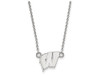 LogoArt SS015UWI-18 Sterling Silver LogoArt University of Wisconsin Small Pendant w/Necklace