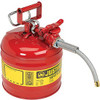 Justrite 420212 - Galvanized Steel, AccuFlow Type II Red Safety Can with 5/8" Flexible Spout, Large ID zone, Meets OSHA & NFPA For Handling Hazardous liquids. . 2 Gallon (7.5L) Size.
