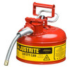 Justrite 240821 AccuFlow 1 Gallon, Galvanized Steel Type II Red Safety Can With 5/8" Flexible Spout