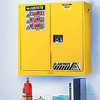 Justrite 784330 MANUFACTURING Yellow 18 Gauge CR Steel Sure-Grip EX Wall Mount Flammable Safety Cabinet with 2 Manual-Close Door, 20 gal Capacity, 43" W x 44" H x 12" D, 3 Shelves