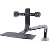 Ergotron 695457 WorkFit-A Dual - Stand ( tray, desk clamp mount, pivot ) for 2 LCD displays / keyboard / mouse - black, polished aluminum - screen size: up to 22 inch - mounting interface: 100 x 100 mm, 75 x 75 mm