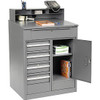 Global Industrial 237408 Shop Desk with 5 Drawers and Cabinet, 34-1/2"W x 30"D x 51-1/2"H, Gray