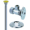 T&S Brass OCR1912DLX C BrassCraft Toilet Kit: 1/2" Nominal Comp x 3/8" O.D. Comp Brass Multi-Turn Angle Valve with 12" Riser, Escutcheon