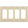 Leviton 2472813 80412-A 4-Gang Decora/GFCI Device Decora Wallplate, Standard Size, Thermoset, Device Mount, Almond