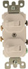 Leviton 606676  15 Amp, 120/277 Volt, Duplex Style Single-Pole / Single-Pole AC Combination Switch, Grounding, White