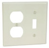 Leviton 609028  2-Gang 1-Toggle 1-Duplex Device Combination Wallplate, Standard Size, Thermoset, Device Mount, Ivory