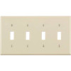 Leviton 2472808  4-Gang Toggle Device Switch Wallplate, Standard Size, Thermoset, Device Mount, Light Almond