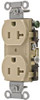 Hubbell 158828Hubbell Duplex Receptacle, Common Ground, 20 amp, 125V, 5-20R, Ivory (Pack of 10)