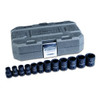 GearWrench KDT84931N 12 Pc. 1/2" Drive 6 Point Standard Impact SAE Socket Set, Black