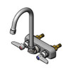 T&S Brass TB114602A Workboard Faucet, 4" Wall Mount, 017907-40 Swivel Gooseneck, Lever Handles