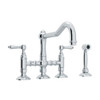 Rohl A1458LMWSAPC-2 Rohl Italian Kitchen Acqui Three Leg Bridge Faucet With Metal Levers Sidespray