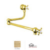 Rohl 107531 U.4798X-IB-2 Perrin and Rowe Wall Mounted Pot Filler with Metal Cross Handles, Inca Brass