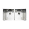 Rohl 118879 ITALIAN STAINLESS STEEL DOUBLE BOWL KITCHEN SINK 35 1/4^ X 18^ X 10^ INTERNAL DIMENSIONS WITH TWO 17^ BOWLS 16 GAUGE STAINLESS STEEL AND TANGENT SSS DBL BWL 34X18X10 B.SS