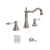 Rohl 114444 Arcana Widespread Traditional Country Spout Lavatory Faucet with Ornate White Porcelain Levers Pop-Up and 7 1/8 Reach, Satin Nickel