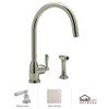 Rohl 107651 Perrin and Rowe Contemporary Mimas Single Hole Single Lever Kitchen Faucet with Sidespray and C Spout, Satin Nickel