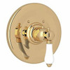 Rohl 113685 - ITALIAN BATH TRIM ONLY CONCEALED THERMOSTATIC VALVE IN UNLACQUERED BRASS WITH PORCELAIN LEVER AND WITHOUT VOLUME CONTROL