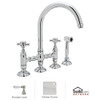 Rohl 110706 A1461Lpws Country Kitchen Bridge Faucet with Side Spray and Porcelain Lever Handles, Polished Chrome