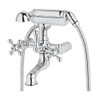 Rohl 110286 Cisal Exposed Tub Filler Mixer Without Unions with Cross Handles and Metal Handshower with Hose, Polished Chrome