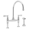 Rohl 103333 Perrin and Rowe Deck Mount Bridge Kitchen Faucet with Sidespray with High C Spout and Metal ALSace Levers, Polished Chrome