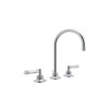 Rohl 105724 Michael Berman Graceline Deck Mounted Widespread Lavatory Faucet with 6 1/2 Reach C-Spout Pop-Up Waste and Metal Levers, Polished Chrome