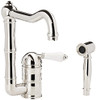 Rohl 110505 Country Kitchen Kitchen Faucet with Side Spray And Porcelain Le, Polished Nickel