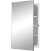 Jensen R781053 16X26 Recess Mount Plastic Body Medicine Cabinet With A Frameless Polished Edge Mirror And 3 Fixed Plastic Shelves