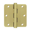 Deltana DSB35R44  3.5 x 3.5 x 0.25 in. Radius Hinges, Satin Brass - Solid Brass - 30 Case - Pack of 2.