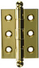 Deltana CH2015CR003 CH2015 2" x 1-1/2" Solid Brass Cabinet Hinge with Ball Tip Finials, Lifetime Polished Brass