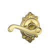 SCHLAGE F170FLA605BRKLH F170 FLA 605 BRK LH Brookshire Collection Left Hand Flair Decorative Trim Lever, Bright Brass