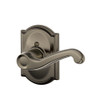 SCHLAGE F170FLA620CAMRH  Antique Pewter Single Dummy Single Dummy Flair Door Lever with the Decorative Camelot Rose for Right Handed Doors